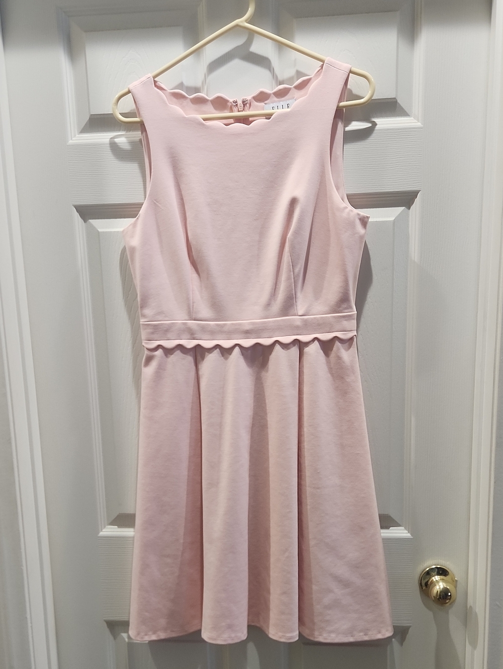 Elle Pale Pink Scalloped Waist & Neckline Formal Dress